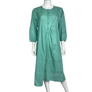 Gudrun Sjoden Women's M Green Lightweight Cotton Boho Artsy Maxi Dress EUC